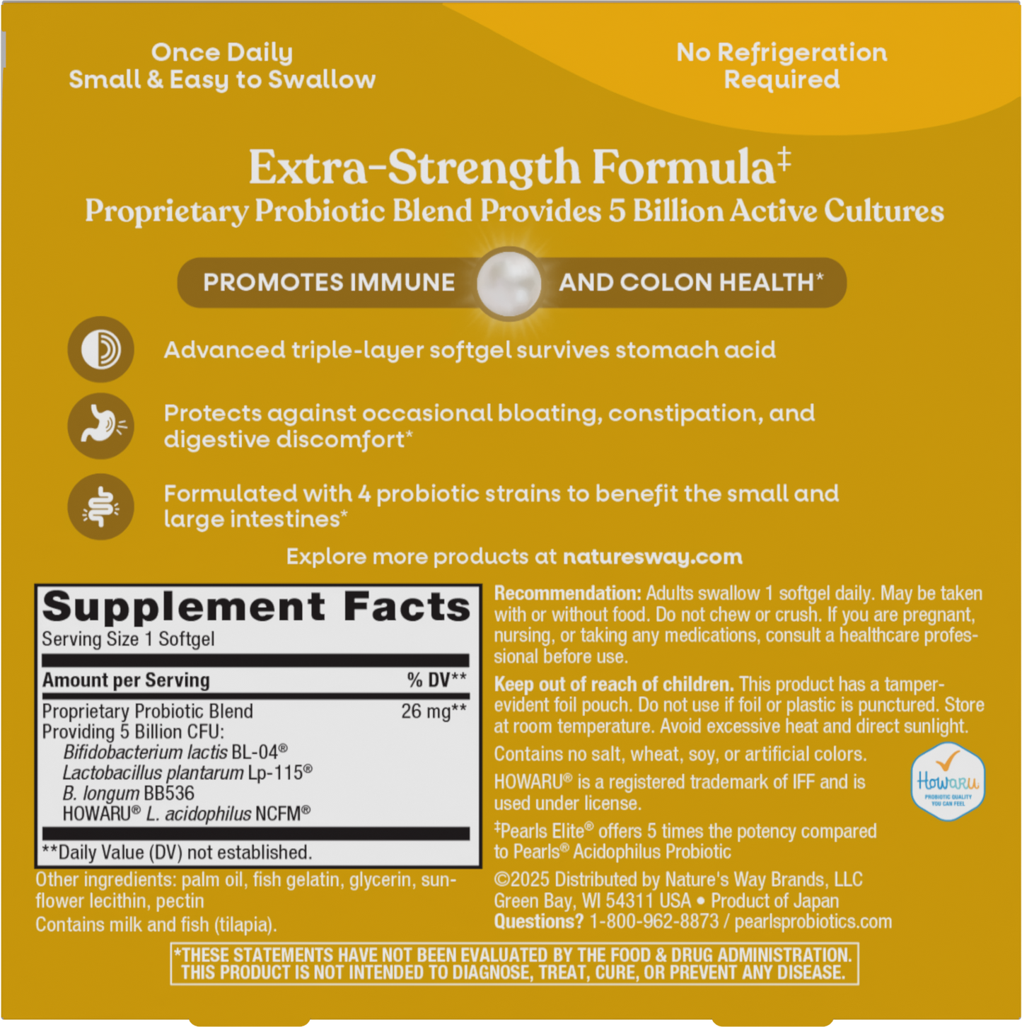 <{%MAIN7_56435%}>Nature's Way® | Pearls Elite Probiotics - back of pack