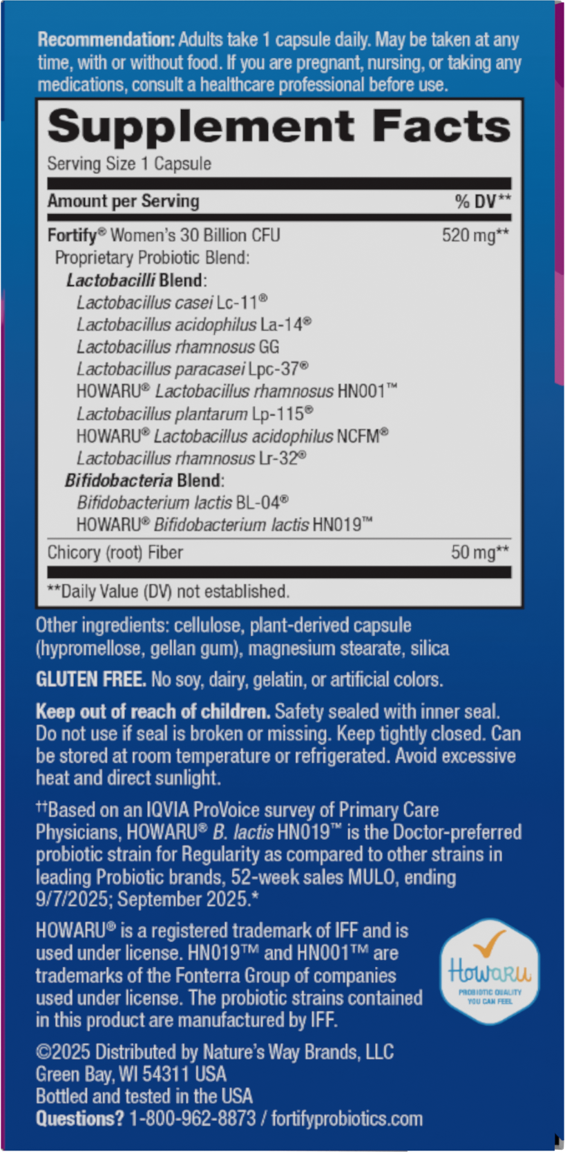 <{%MAIN9_10295%}>Nature's Way® | Fortify Women's Daily Pre+Probiotic - right side of pack