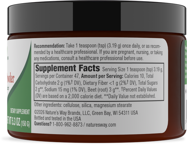 Nature's Way® | Beet Root Powder - right side of pack Sku:12127