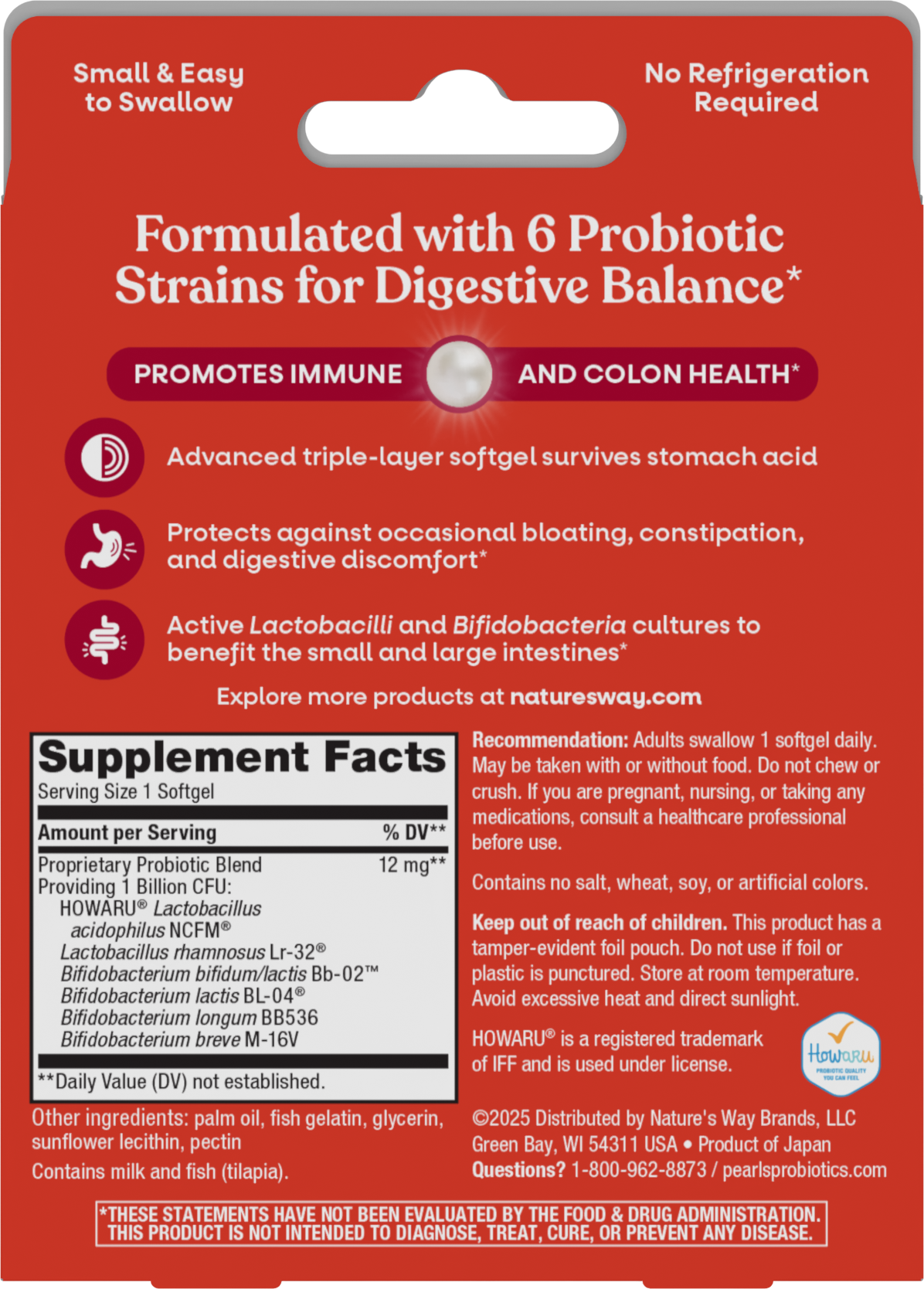 <{%MAIN16_04369%}>Nature's Way® | Pearls Complete Probiotic - back of pack