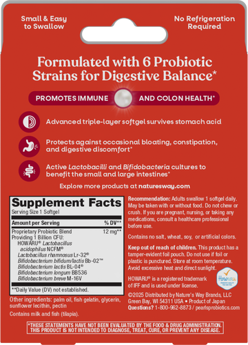 Nature's Way® | Pearls Complete Probiotic - back of pack Sku:04363