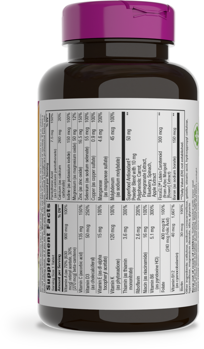 <{%MAIN26_14210%}>Nature's Way® | Alive! Women's 50+ Complete Multivitamin - right side of pack