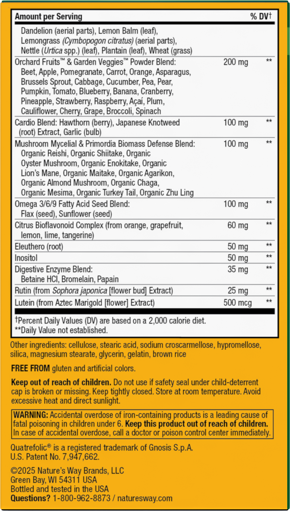 <{%MAIN3_14927%}>Nature's Way® | Alive! Max3 Potency Adult Complete Multivitamin - back of pack