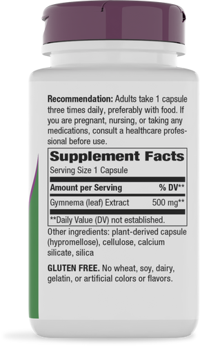 Nature's Way® | Gymnema - right side of pack Sku:63700