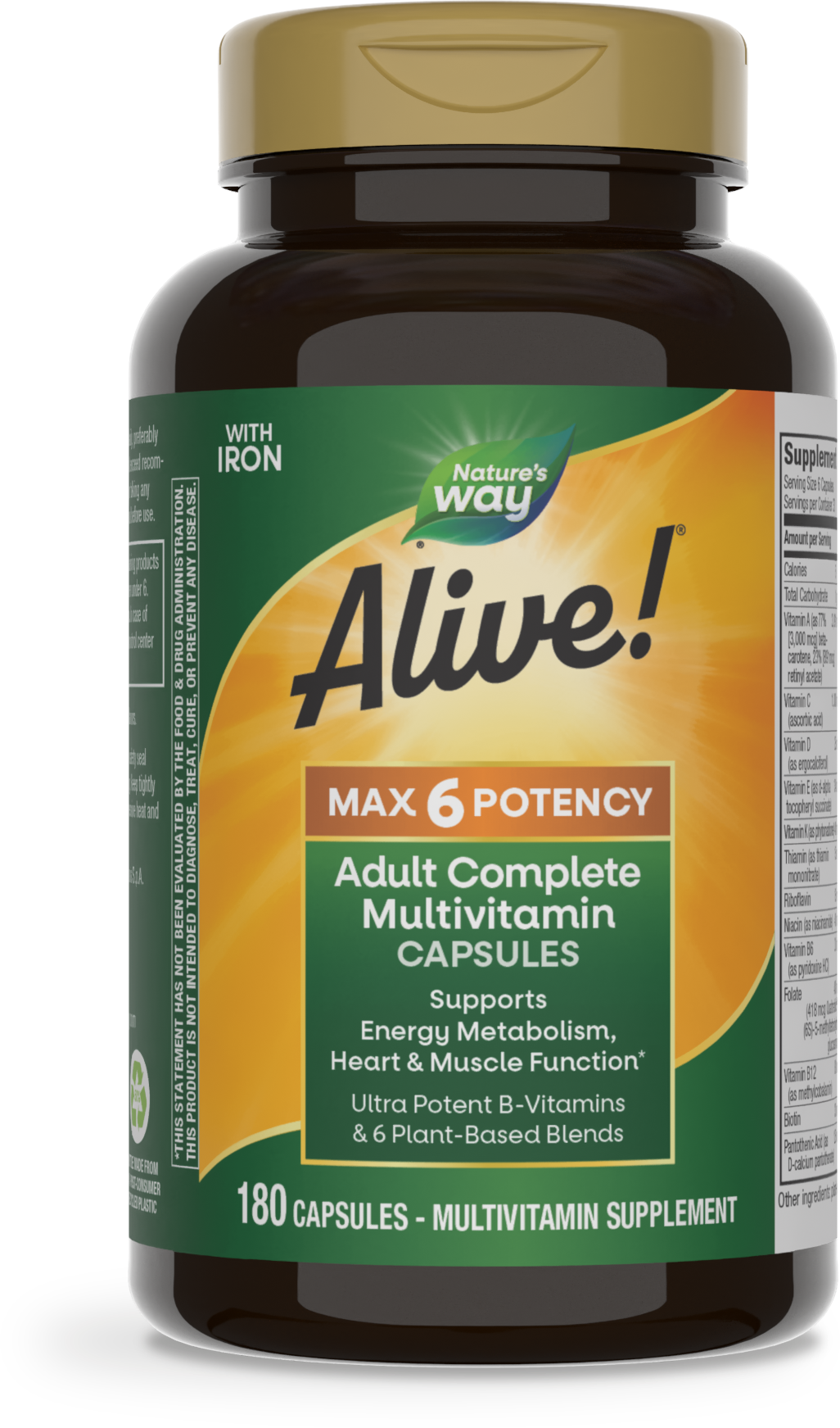<{%PRIMARY_15708%}>Nature's Way® | Alive! Max6 Max Potency Daily Multivitamin, 180 capsules