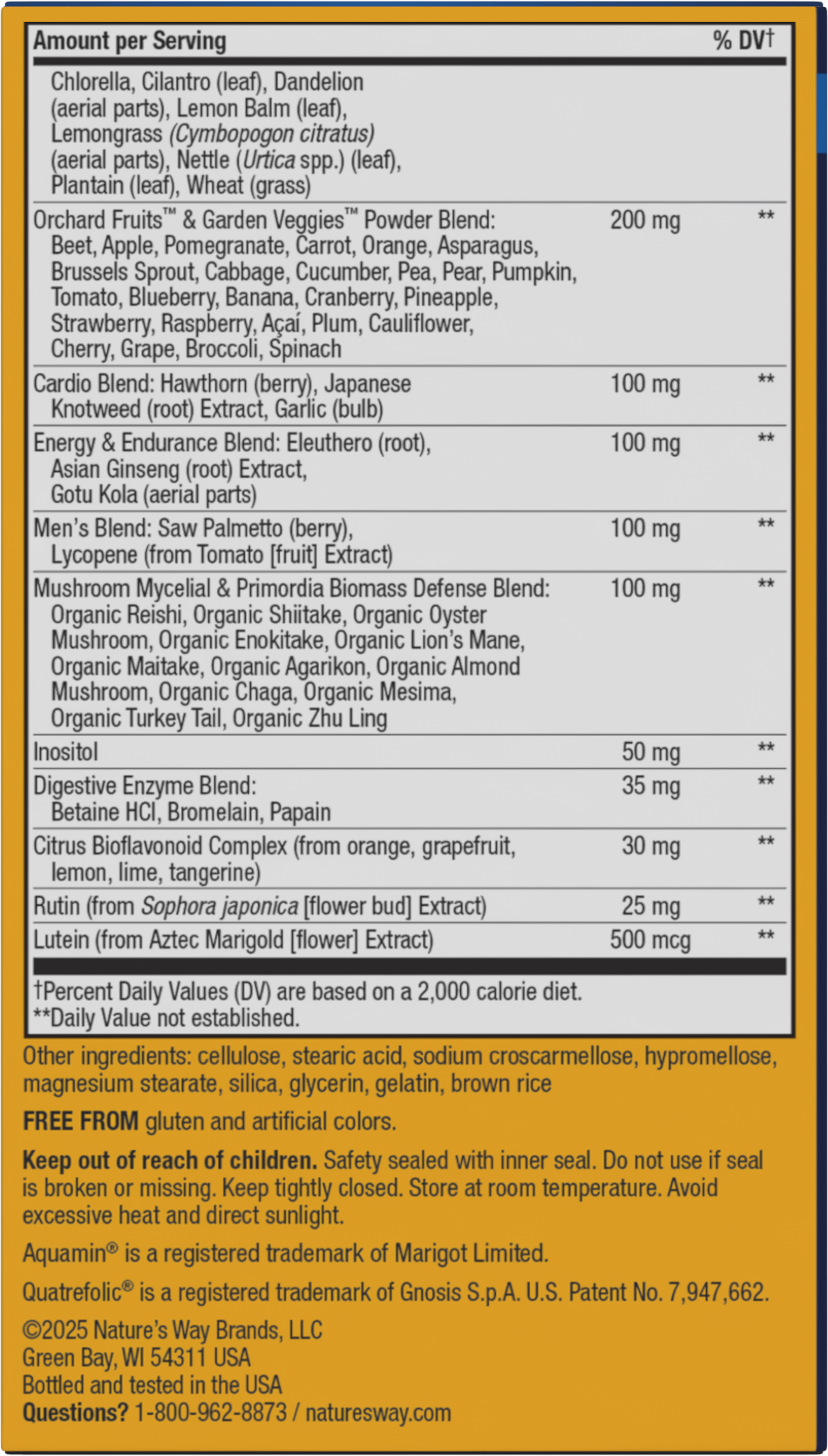 <{%MAIN9_15542%}>Nature's Way® | Alive! Max3 Potency Men's Complete Multivitamin Tablets - back of pack