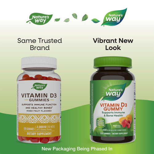 Nature's Way® | Vitamin D3 Gummies - package updates old to new Sku:13608