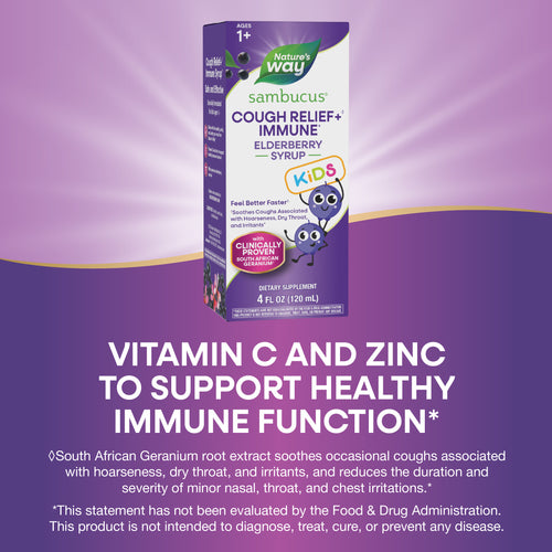Nature's Way® | Sambucus Kids Cough Relief♢ + Immune* Elderberry Syrup Sku:13671