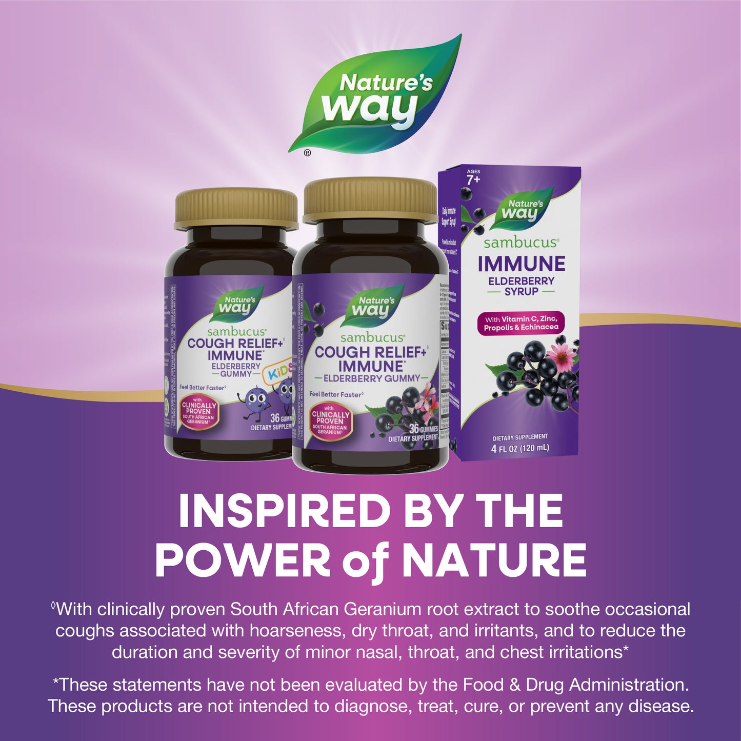 <{%MAIN5_13610%}>Nature's Way® | Sambucus Cough Relief♢ + Immune* Elderberry Gummy