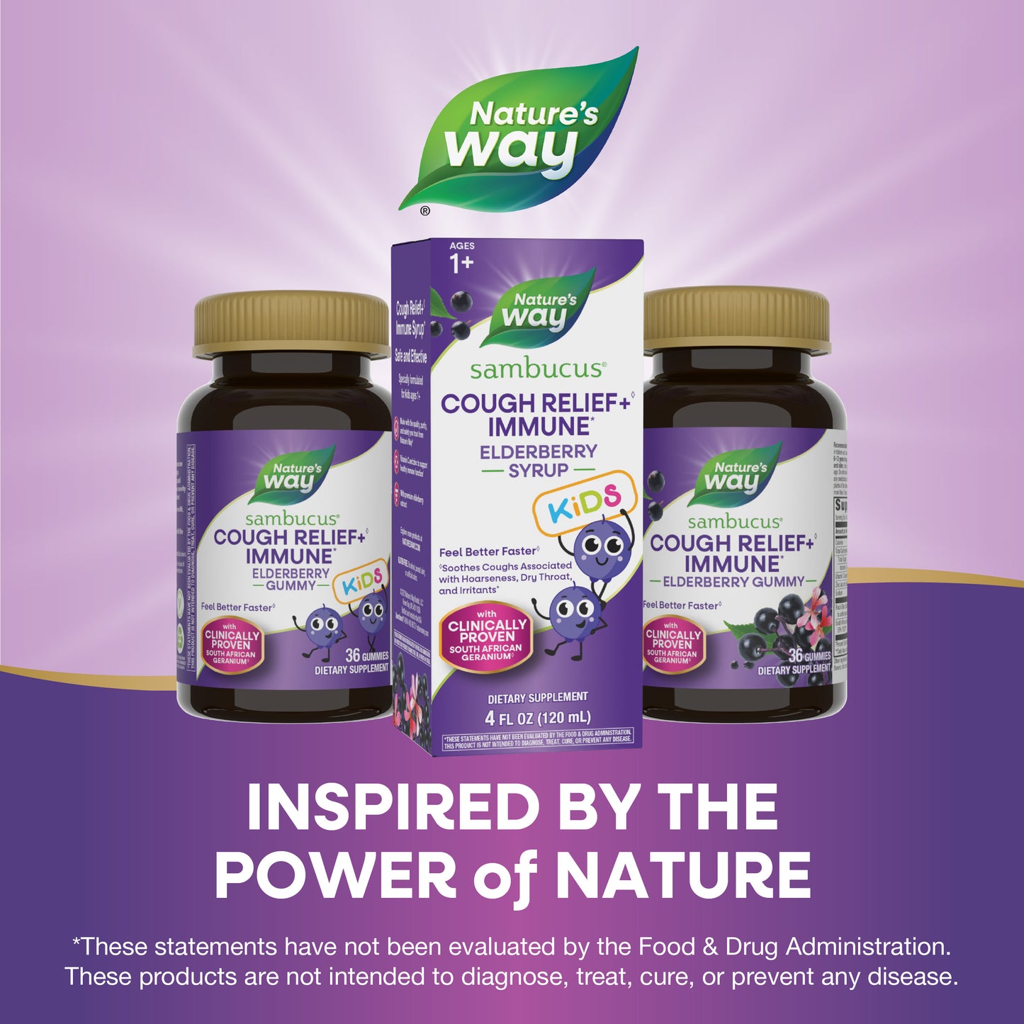 <{%MAIN5_13671%}>Nature's Way® | Sambucus Kids Cough Relief♢ + Immune* Elderberry Syrup