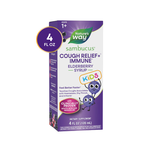 Nature's Way® | Sambucus Kids Cough Relief♢ + Immune* Elderberry Syrup Sku:13671