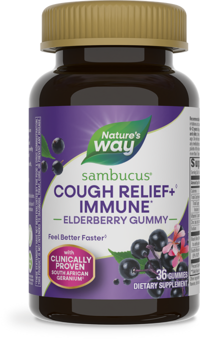 <{%PRIMARY_13610%}>Nature's Way® | Sambucus Cough Relief♢ + Immune* Elderberry Gummy, 36 gummies, Elderberry