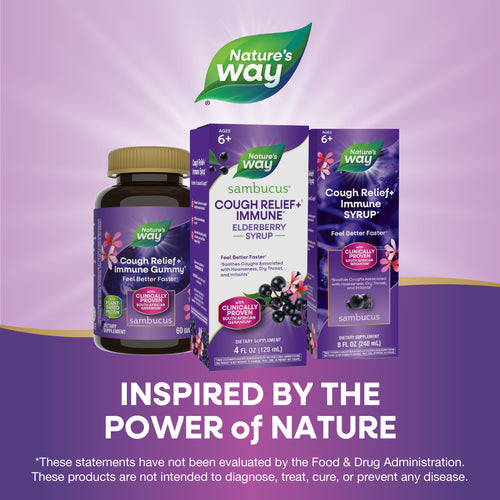 Nature's Way® | Sambucus Cough Relief♢ + Immune* Elderberry Syrup Sku:13673
