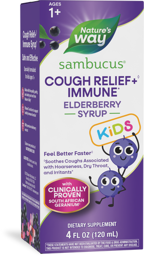 Nature's Way® | Sambucus Kids Cough Relief♢ + Immune* Elderberry Syrup, 4 fl oz (120 ml) Sku:13671