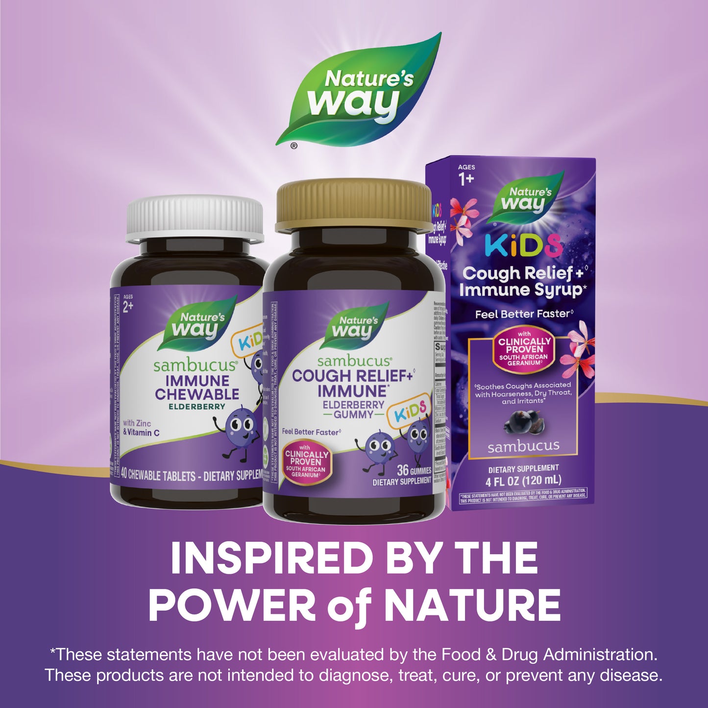 <{%MAIN5_13676%}>Nature's Way® | Sambucus Kids Cough Relief♢ + Immune* Elderberry Gummies