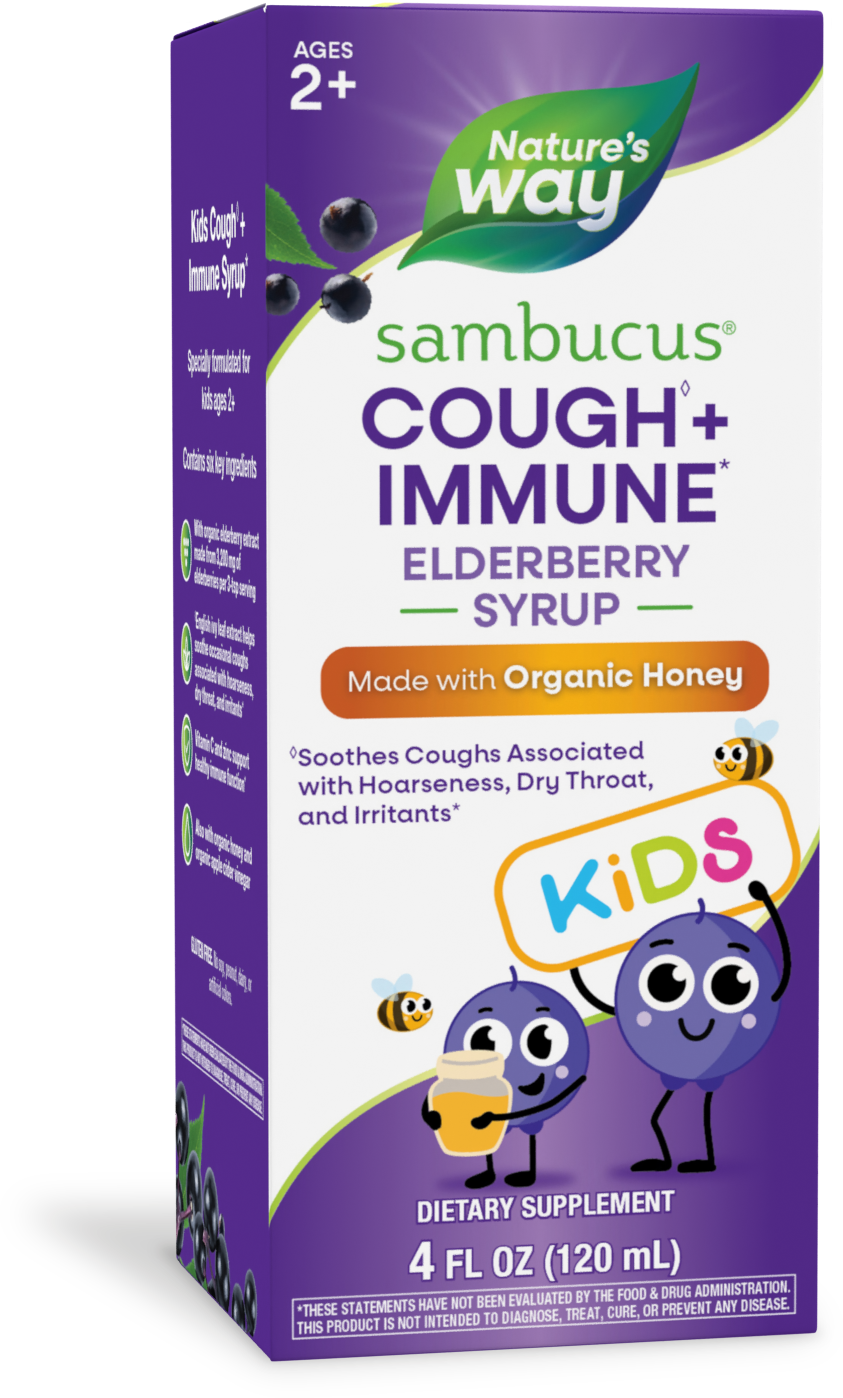 <{%PRIMARY_13315%}>Nature's Way® | Sambucus Kids Cough♢ + Immune* Elderberry Syrup, 4 fl oz (120 ml)
