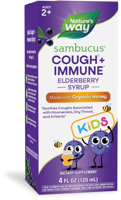 <{%PRIMARY_13315%}>Nature's Way® | Sambucus Kids Cough♢ + Immune* Elderberry Syrup, 4 fl oz (120 ml)