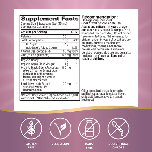 Nature's Way® | Sambucus Cough♢ + Immune* Elderberry Syrup Sku:13313