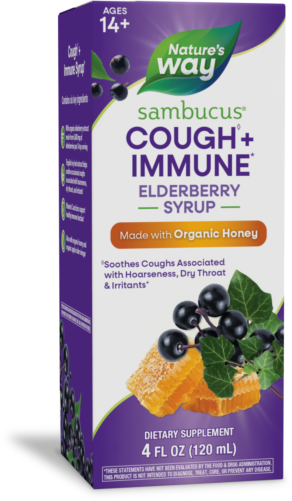<{%PRIMARY_13313%}>Nature's Way® | Sambucus Cough♢ + Immune* Elderberry Syrup, 4 fl oz (120 ml)
