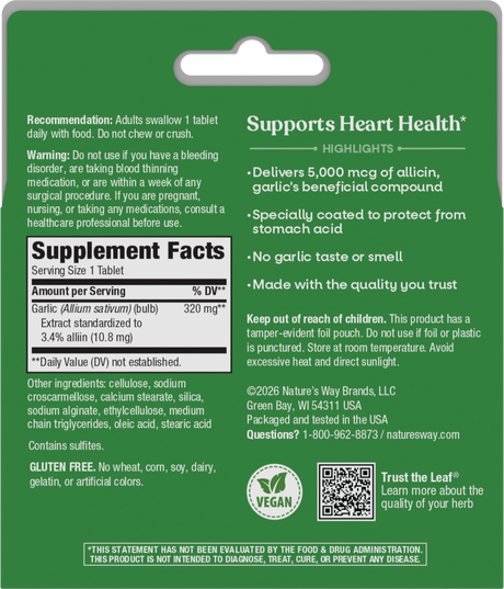 <{%MAIN7_08501%}>Nature's Way® | Garlinase 5000 - back of pack