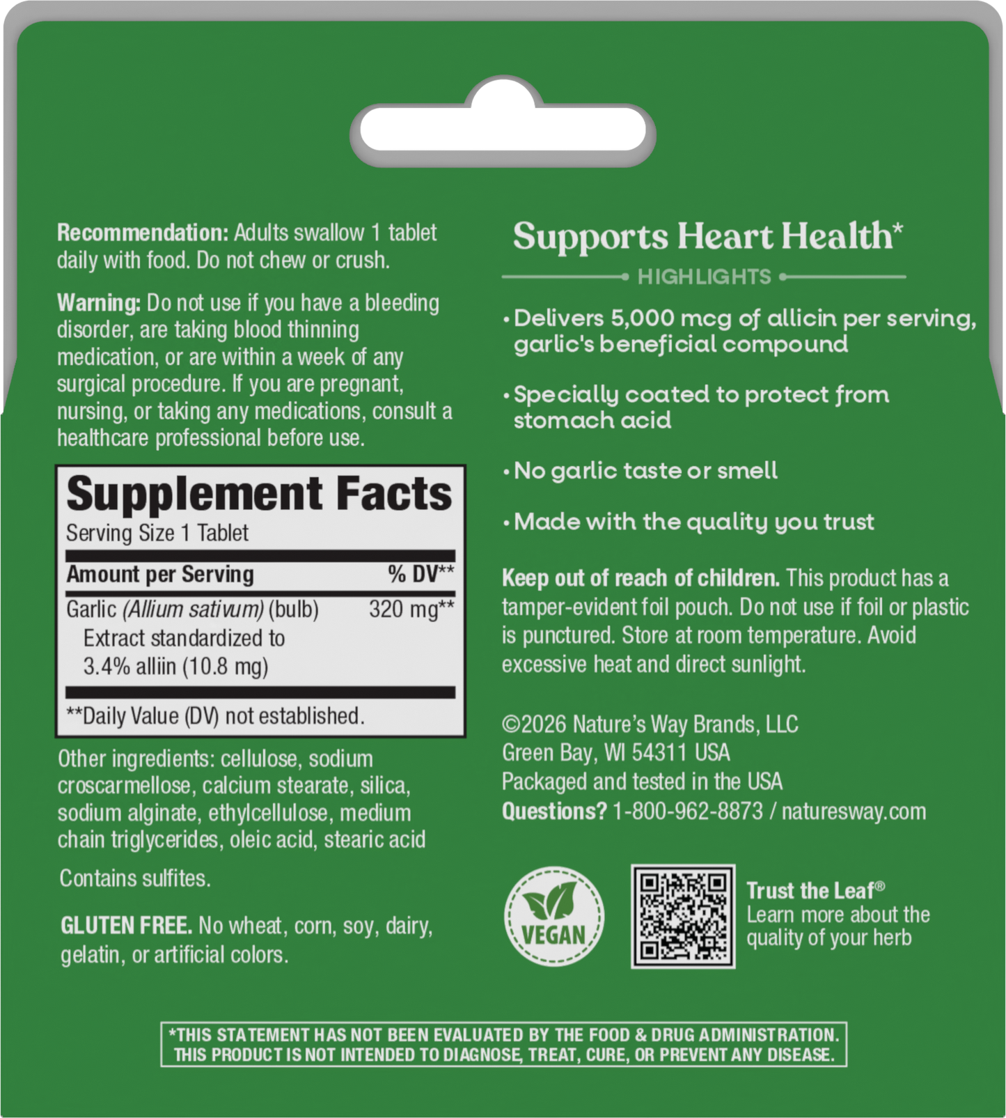 <{%MAIN16_08503%}>Nature's Way® | Garlinase 5000 - back of pack