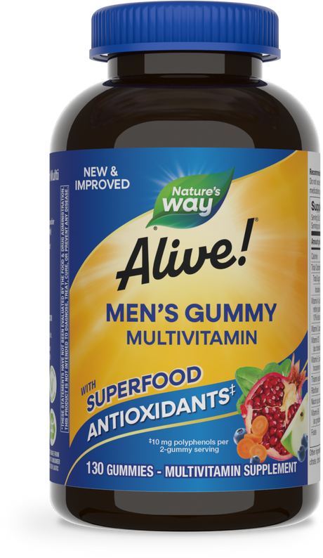 <{%PRIMARY_14031%}>Nature's Way® | Alive! Men's Gummy Multivitamin, 130 gummies, Fruit