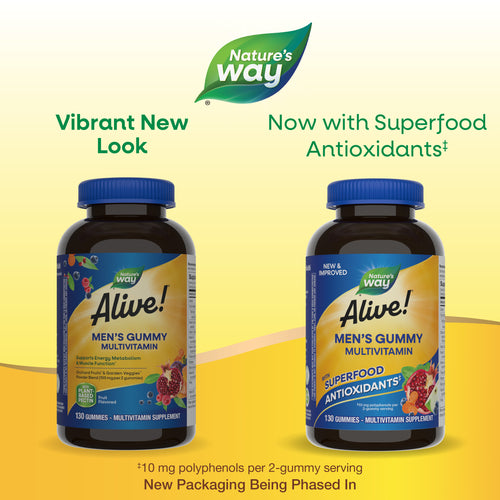 Nature's Way® | Alive! Men's Gummy Multivitamin - package updates old to new Sku:14031
