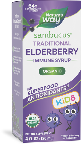 Nature's Way® | Sambucus Organic Traditional Elderberry Immune Syrup for Kids, 4 fl oz (120 ml) Sku:15797