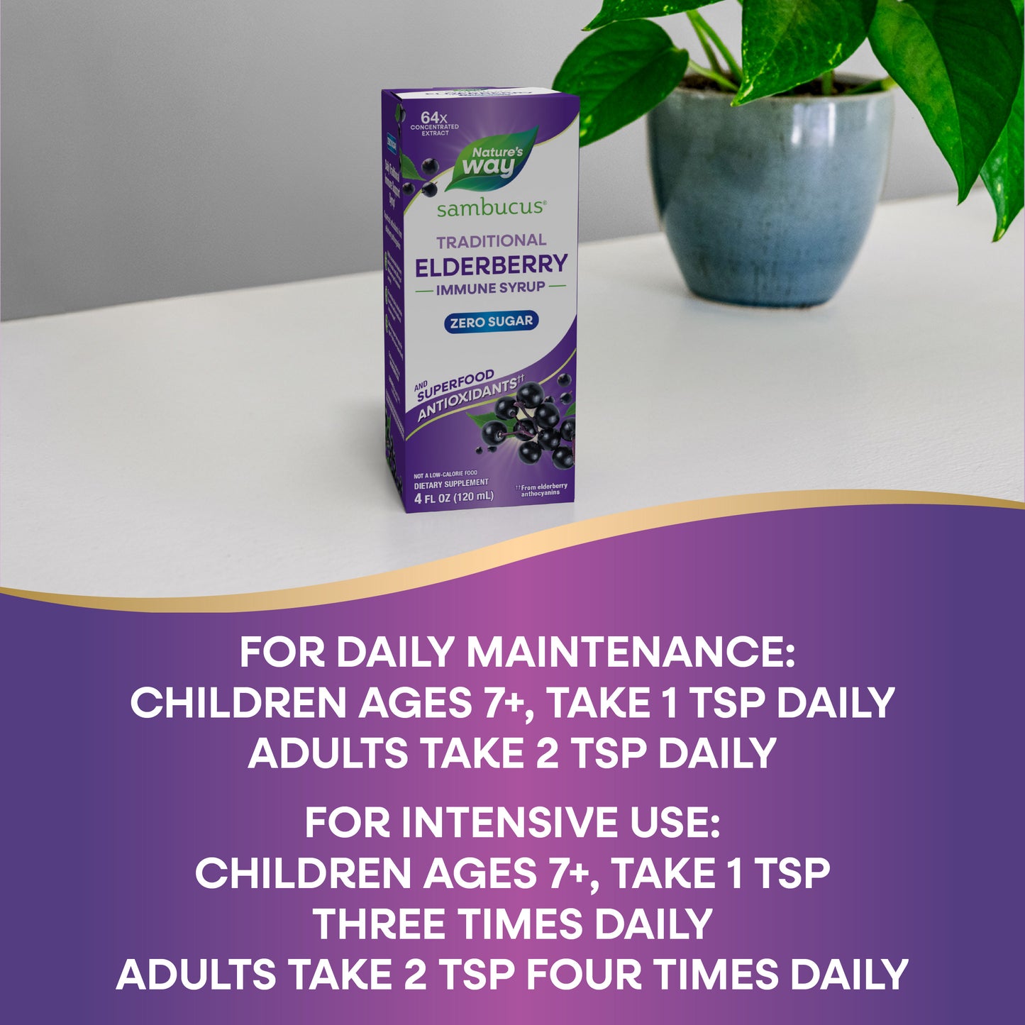 <{%DETAIL2_6971%}>Nature's Way® | Sambucus Zero Sugar Traditional Elderberry Immune Syrup