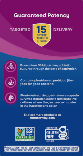 Nature's Way® | Fortify Optima Pre+Probiotic - back of pack Sku:15653
