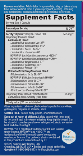 Nature's Way® | Fortify Optima Pre+Probiotic - right side of pack Sku:15652