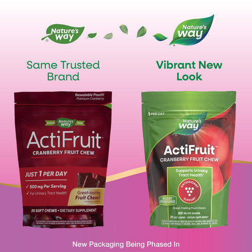 Nature's Way® | ActiFruit - package updates old to new Sku:07842IP