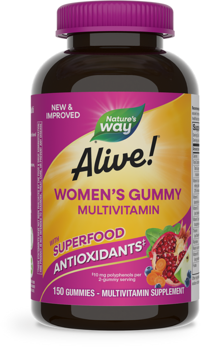 <{%PRIMARY_14069E%}>Nature's Way® | Alive! Women's Gummy Multivitamin, 150 gummies, Mixed Berry