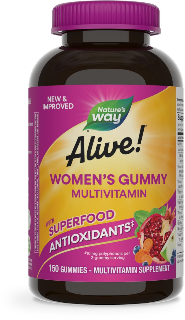 <{%PRIMARY_14069E%}>Nature's Way® | Alive! Women's Gummy Multivitamin, 150 gummies, Mixed Berry