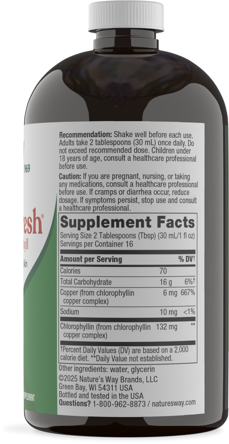 <{%360IMAGE1_3502%}>Nature's Way® | Chlorofresh Liquid Chlorophyll - right side of pack