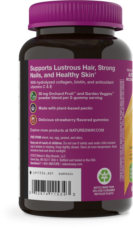 <{%360IMAGE2_11534%}>Nature's Way® | Alive! Hair, Skin & Nails Gummies - left side of pack