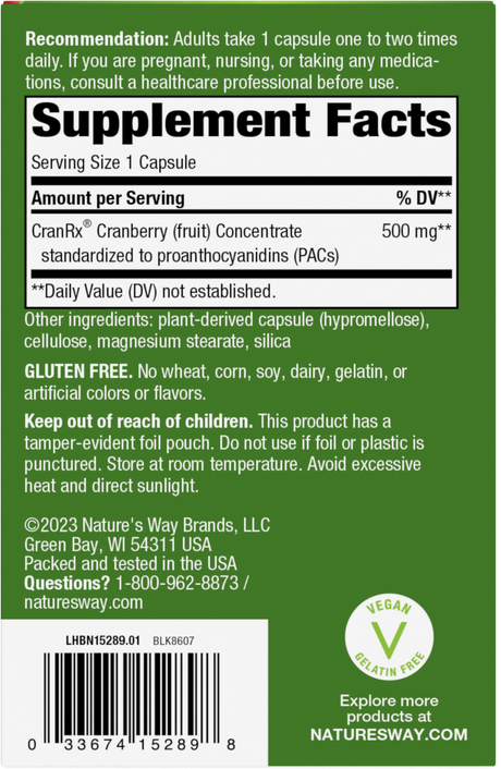 <{%360IMAGE1_15289%}>Nature's Way® | CranRx BioActive Cranberry - back of pack