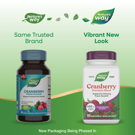 <{%MAIN7_15134%}>Nature's Way® | Cranberry Premium Blend - package updates old to new