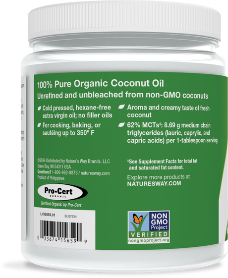 <{%360IMAGE5_15659%}>Nature's Way® | Organic Extra Virgin Coconut Oil - left side of pack
