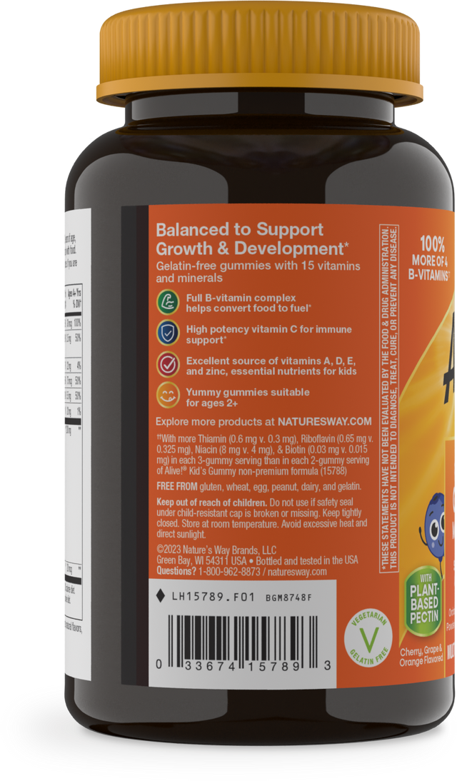 <{%360IMAGE2_15789%}>Nature's Way® | Alive! Premium Kids Gummy Multivitamin - left side of pack