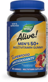<{%PRIMARY_15902%}>Nature's Way® | Alive! Men's 50+ Gummy Multivitamin, 60 gummies, Fruit