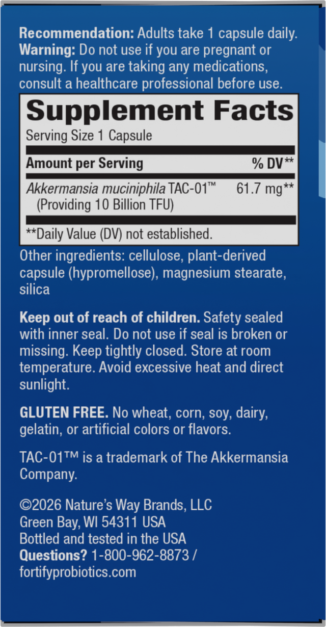<{%360IMAGE1_16254%}>Nature's Way® | Fortify Akkermansia - right side of pack