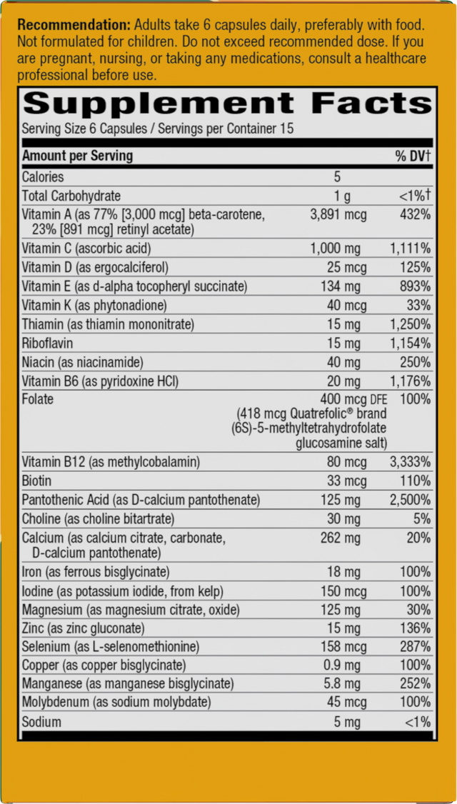 <{%360IMAGE1_15090%}>Nature's Way® | Alive! Max6 Potency Adult Complete Multivitamin - right side of pack
