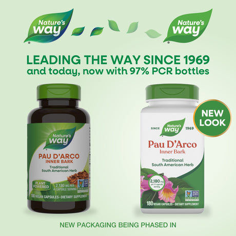 <{%MAIN1_15408%}>Nature's Way® | Pau d'Arco Inner Bark - package updates old to new