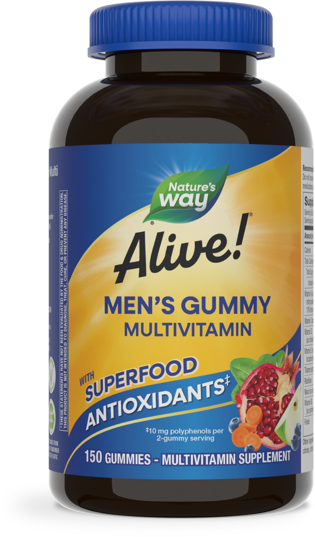 <{%PRIMARY_14066%}>Nature's Way® | Alive! Men's Gummy Multivitamin, 150 gummies, Fruit