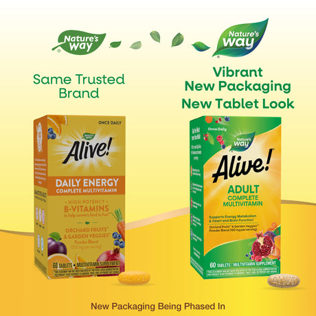 <{%MAIN1_60192%}>Nature's Way® | Alive! Adult Complete Multivitamin - package updates old to new