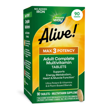 <{%MAIN14_14931%}>Nature's Way® | Alive! Max3 Potency Adult Complete Multivitamin-No Added Iron