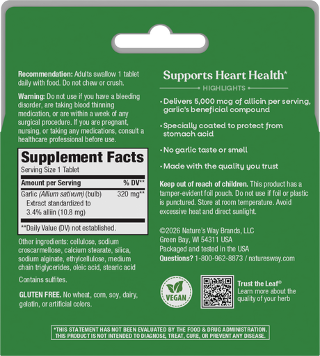 <{%360IMAGE5_08503%}>Nature's Way® | Garlinase 5000 - back of pack