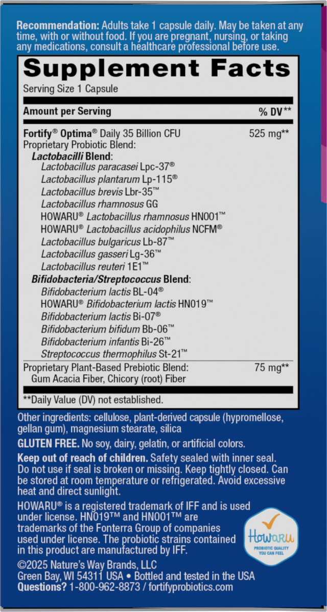 <{%360IMAGE5_15653%}>Nature's Way® | Fortify Optima Pre+Probiotic - right side of pack