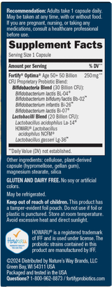 <{%360IMAGE1_10762%}>Nature's Way® | Fortify Optima Adult 50+ 50 Billion Probiotic - right side of pack